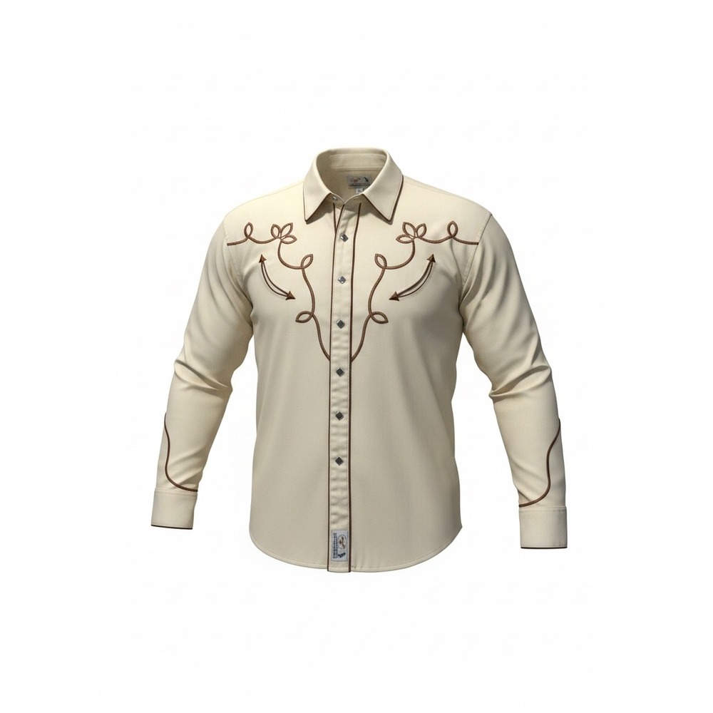 Vintage Panhandle Slim Mens Retro Western Shirt Brown Embroidery Diamond Snaps L